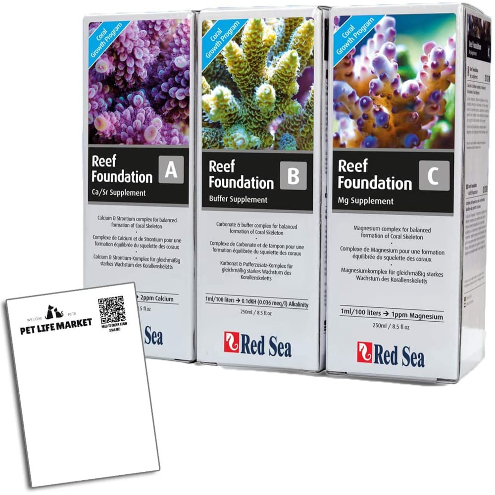 Red Sea Reef Foundation ABC Complete Liquid Supplement Reef Foundation A Calcium: 8.5 fl. oz Reef Foundation B KH-Alkalinity: 8.5 fl. oz