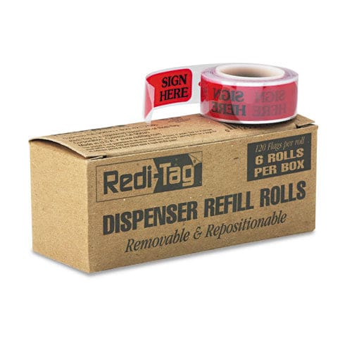 Redi-Tag Arrow Message Page Flag Refills sign Here Red 120 Flags/roll 6 Rolls - Office - Redi-Tag®