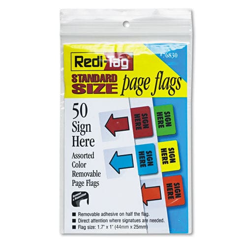 Redi-Tag Removable Page Flags Green/yellow/red/blue/orange 10/color 50/pack - Office - Redi-Tag®