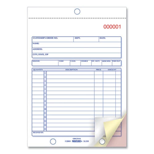 Rediform Sales Book 15 Lines Three-part Carbonless 5.5 X 7.88 50 Forms Total - Office - Rediform®