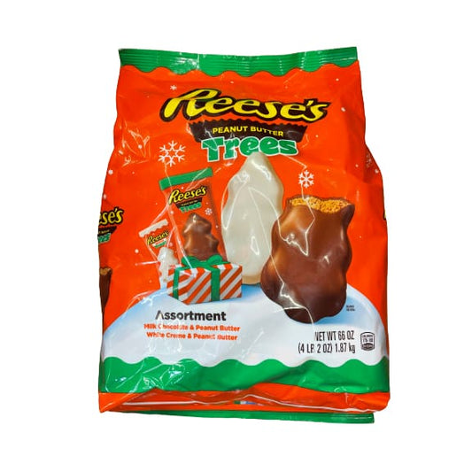 REESE’S Assorted Milk Chocolate White Creme Peanut Butter Trees Candy Christmas 66 oz Bulk Variety Bag - REESE’S