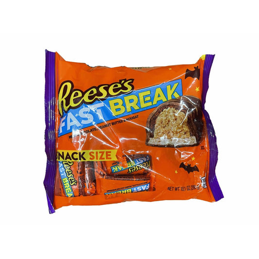 Reese's REESE'S, FAST BREAK Milk Chocolate, Peanut Butter and Nougat Snack Size Candy Bars, Halloween, 10.1 oz, Bag