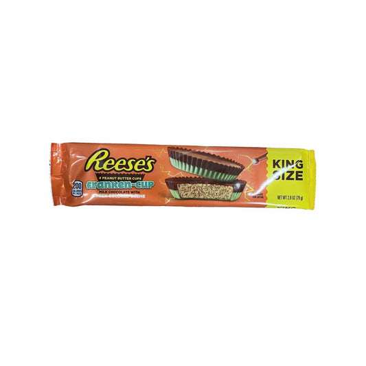 Reese's REESE'S, Franken-Cup Milk Chocolate Peanut Butter with Green Creme Cups Candy, Halloween, 2.8 oz, King Size Pack (4 Pieces)