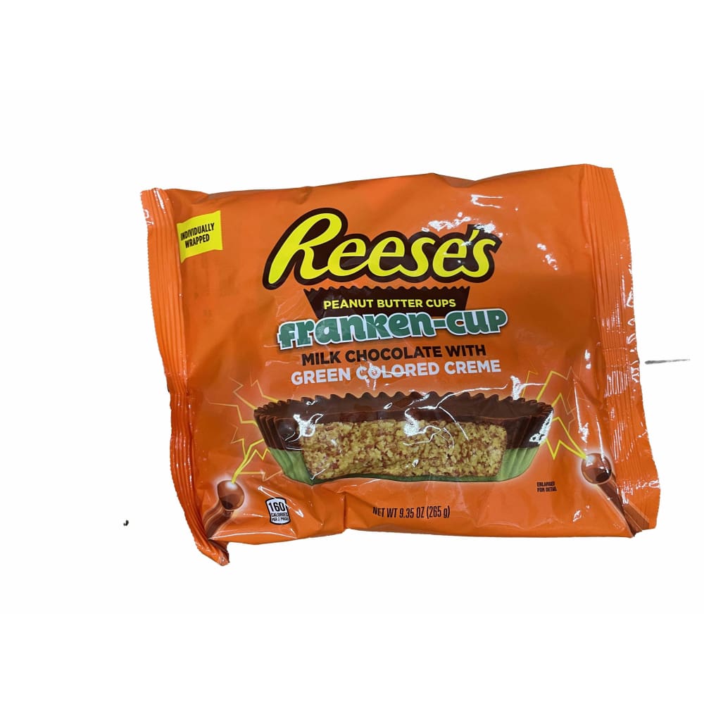 Reese's REESE'S, Franken-Cup Milk Chocolate Peanut Butter with Green Creme Cups Candy, Halloween, 9.35 oz, Bag