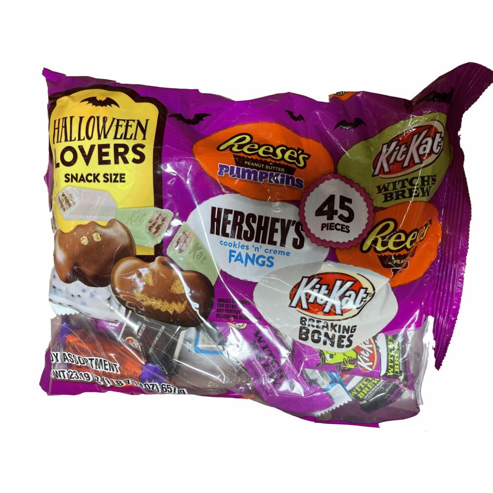 REESE'S, HERSHEY'S and KIT KAT® REESE'S, HERSHEY'S and KIT KAT®, Milk Chocolate and White Creme Assortment Snack Size Candy, Halloween, 23.19 oz, Variety Bag (45 Pieces)