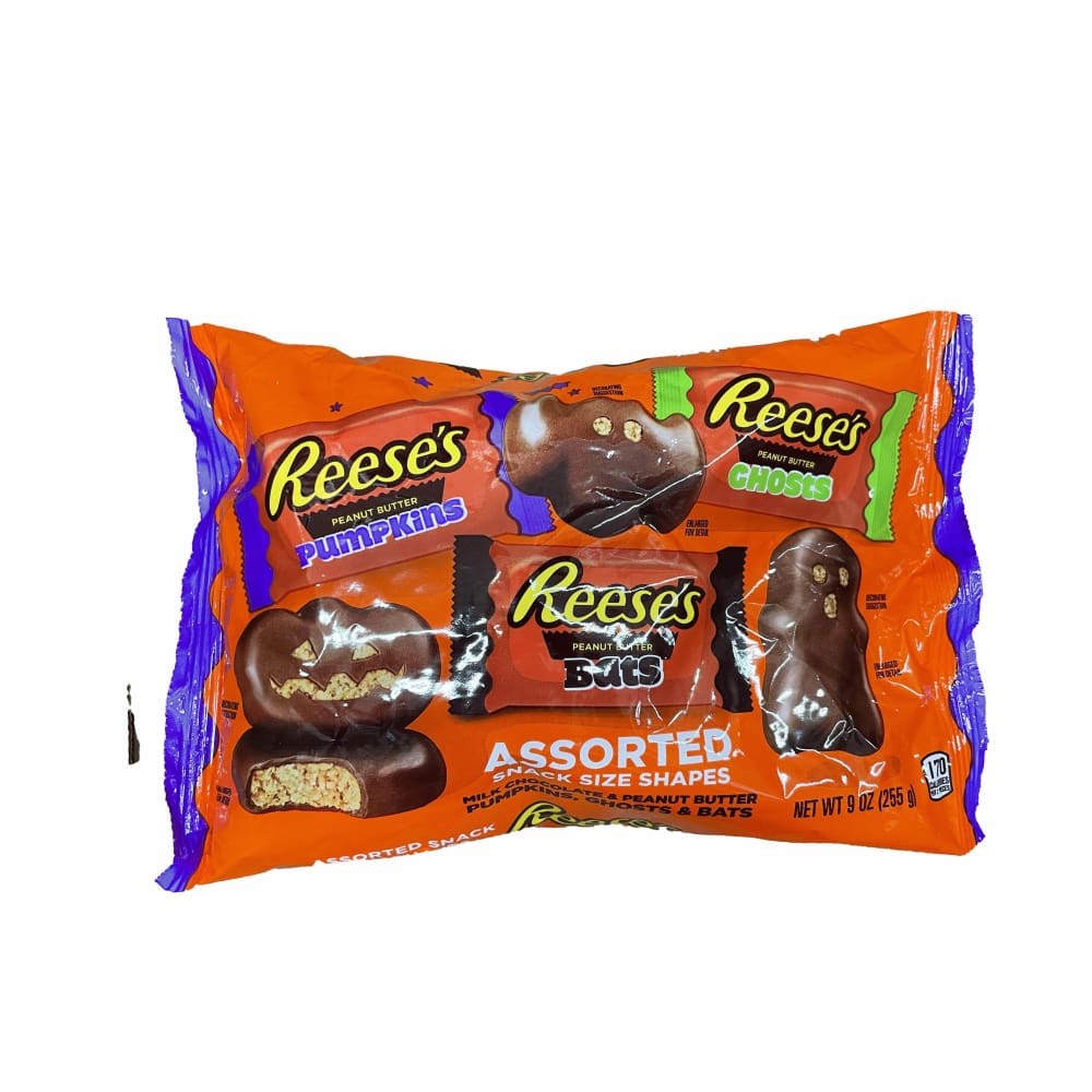 Reese's REESE'S, Milk Chocolate Peanut Butter Assorted Shapes Snack Size Candy, Halloween, 9 oz, Variety Bag
