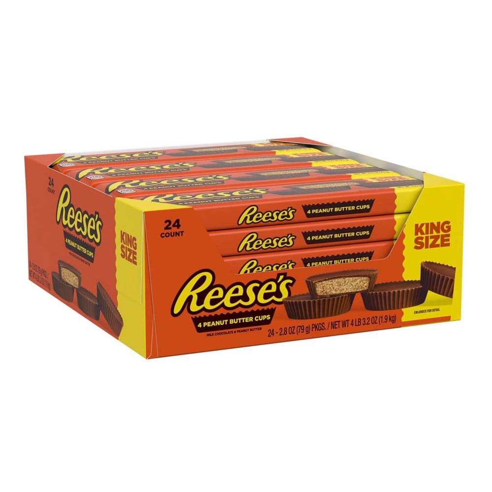 REESE’S Milk Chocolate Peanut Butter Cups Candy Bulk Gluten Free King Size Packs (2.8 oz. 24 ct.) - Candy - REESE’S Milk