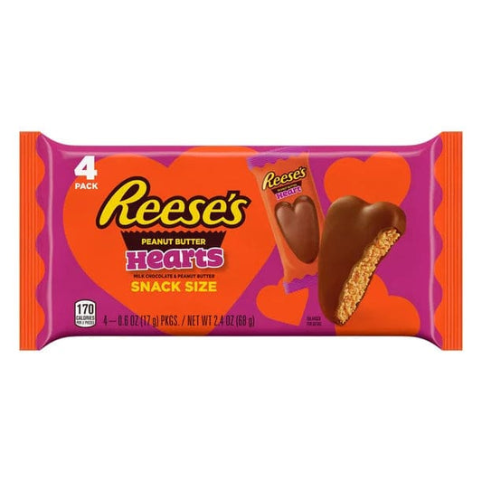 REESE’S Milk Chocolate Peanut Butter Hearts Snack Size Candy Valentine’s Day 0.6 oz Pack (4 Count) - REESE’S