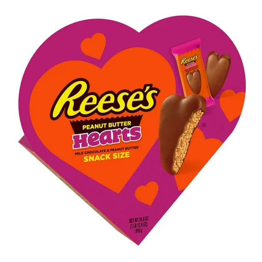REESE’S Milk Chocolate Peanut Butter Hearts Snack Size Candy Valentine’s Day 28.8 oz Heart Gift Box 48 pieces - REESE’S