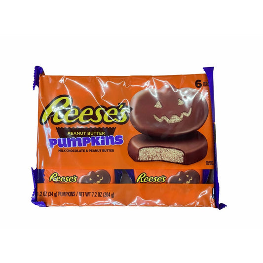 Reese's REESE'S Milk Chocolate Peanut Butter Pumpkins Snack Size Candy, Halloween, 9.6 oz, Bag