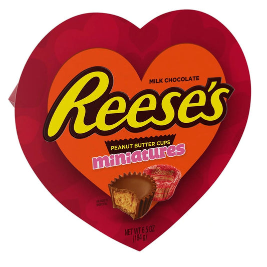 REESE’S Miniatures Milk Chocolate Peanut Butter Cups Candy Valentine’s Day 6.5 oz Heart Gift Box - REESE’S