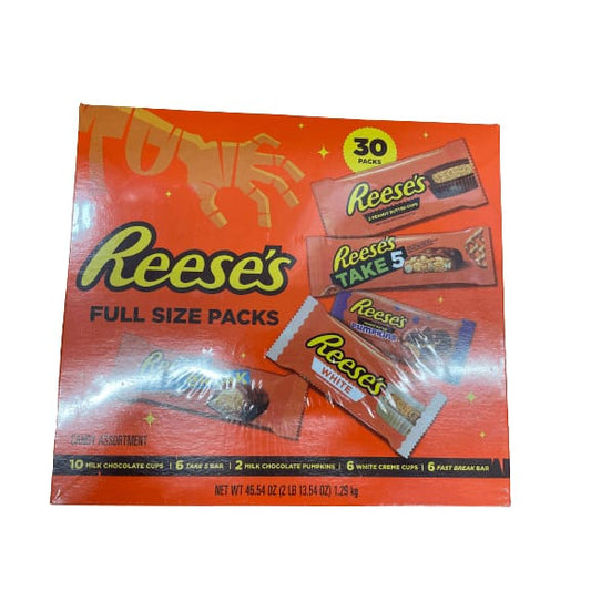 Reese's REESE'S, Peanut Butter Assortment Candy, Halloween, 45.54 oz, Bulk Variety Box (30 Piece)