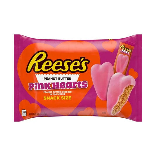 REESE’S Pink Colored Creme Peanut Butter Hearts Snack Size Candy Valentine’s Day 9.6 oz Bag - REESE’S
