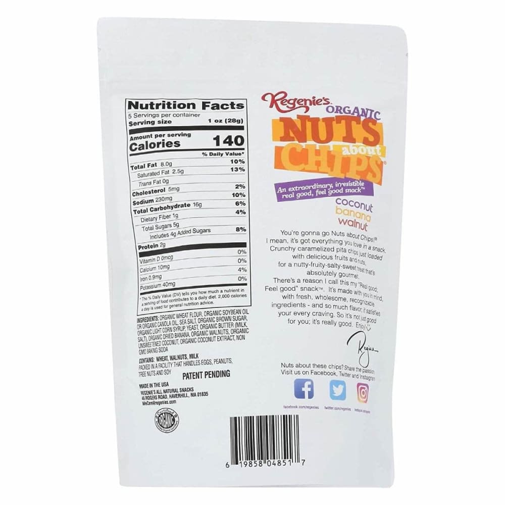 REGENIES Regenies Nuts About Chips Coconut Banana Walnut, 4.8 Oz