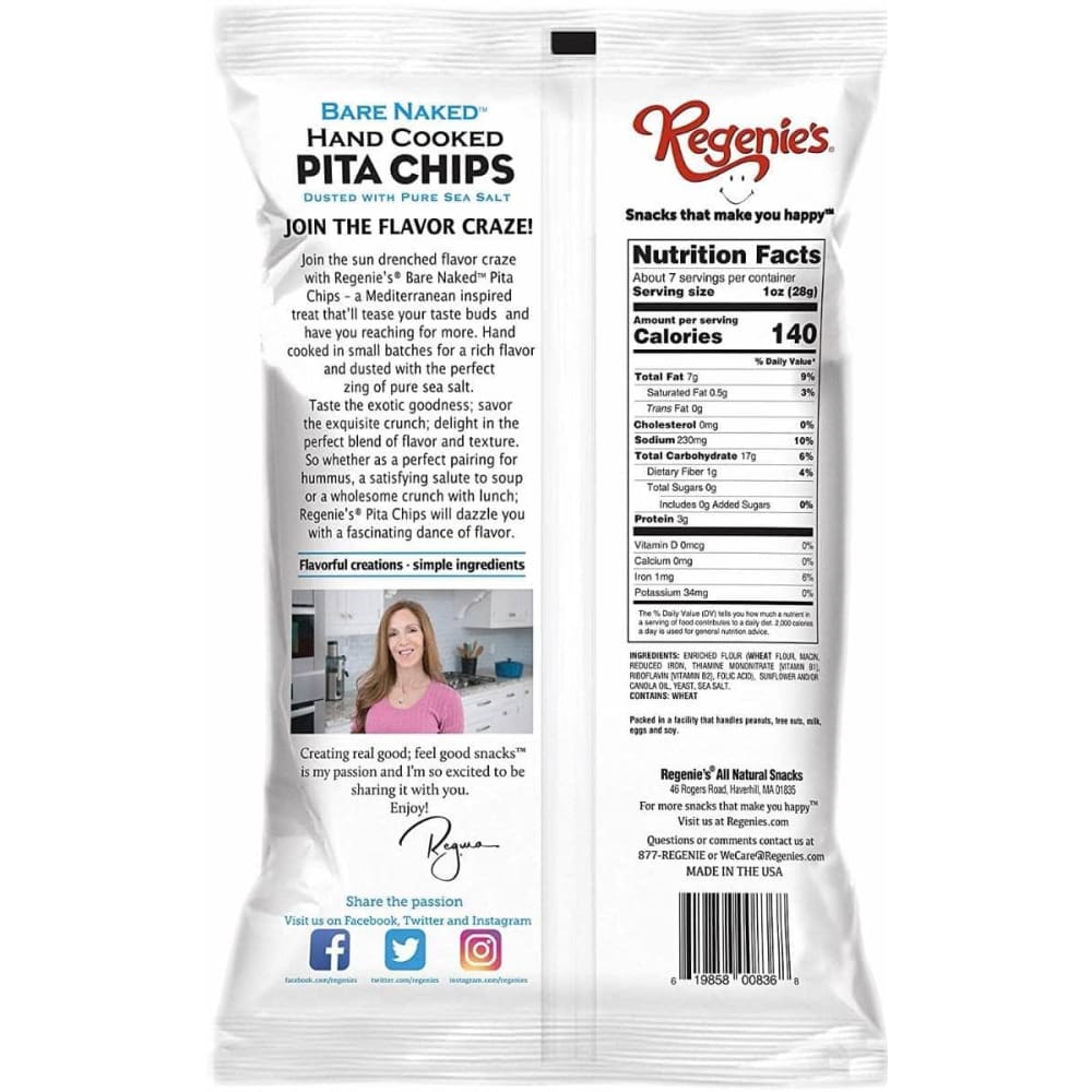 REGENIES Regenies Pita Chips Bare Naked, 7.4 Oz