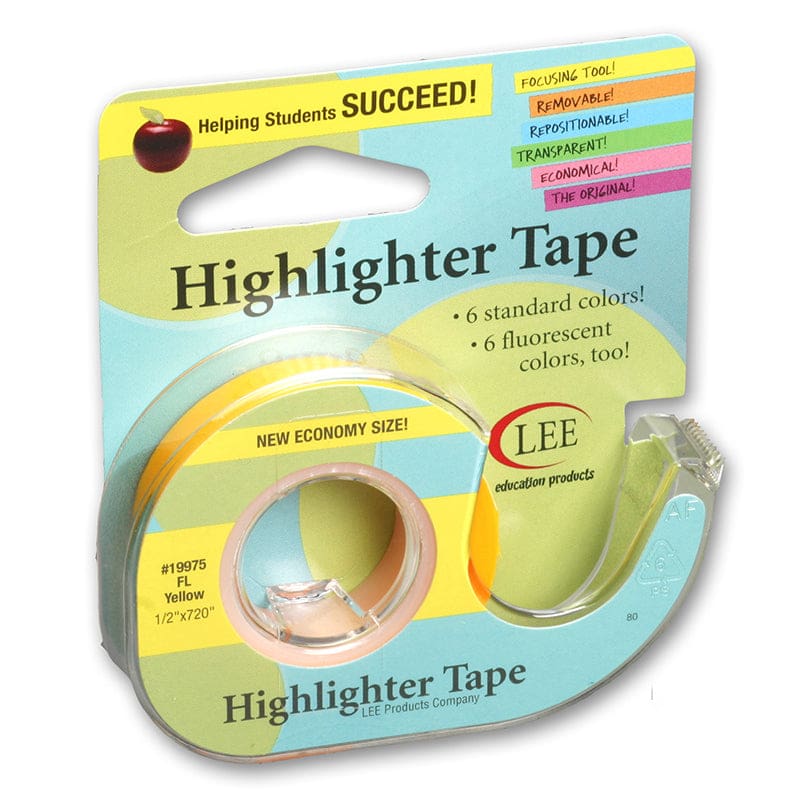 Removable Fluorescent Yellow Highlighter Tape (Pack of 10) - Tape & Tape Dispensers - Lee Products Company
