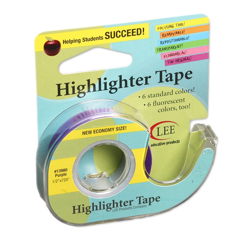 Removable Highlighter Tape Purple (Pack of 10) - Tape & Tape Dispensers - Lee Products Company