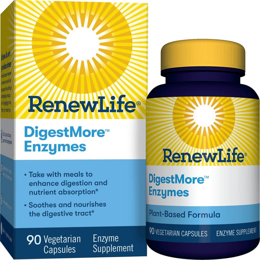 Renew Life DigestMore Adult Digestive Plant Enzyme Formula with L-Glutamine (90 ct.) - Probiotics & Fiber - Renew Life