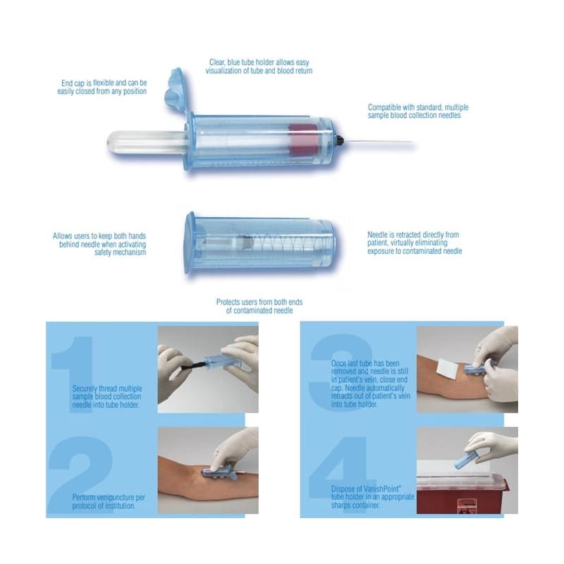 Retractable Technologies Blood Collection Tube Holder, C250 ShelHealth