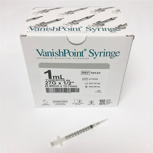 Retractable Technologies Syringe Safety Tb 1Cc 27G X 1/2In Vp Box of 100 - Needles and Syringes >> TB Syringes - Retractable Technologies