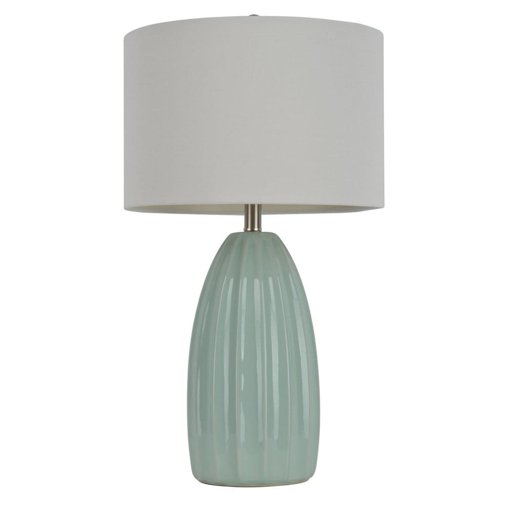Ribbed Ceramic Table Lamp Light Blue - Lamps - Ribbed