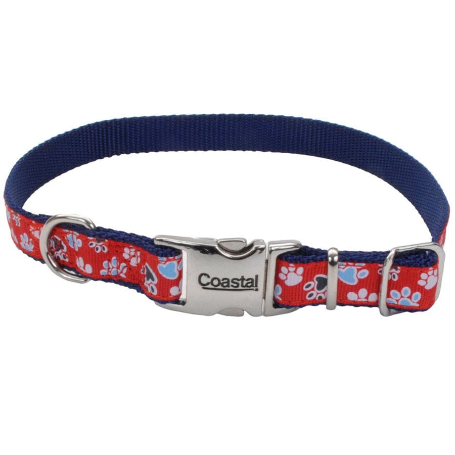 Ribbon Adjustable Nylon Dog Collar with Metal Buckle Red 5-8 in x 12-18 in - Pet Supplies - Ribbon