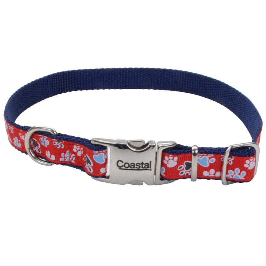 Ribbon Adjustable Nylon Dog Collar with Metal Buckle Red 5/8 in x 8-12 in - Pet Supplies - Ribbon