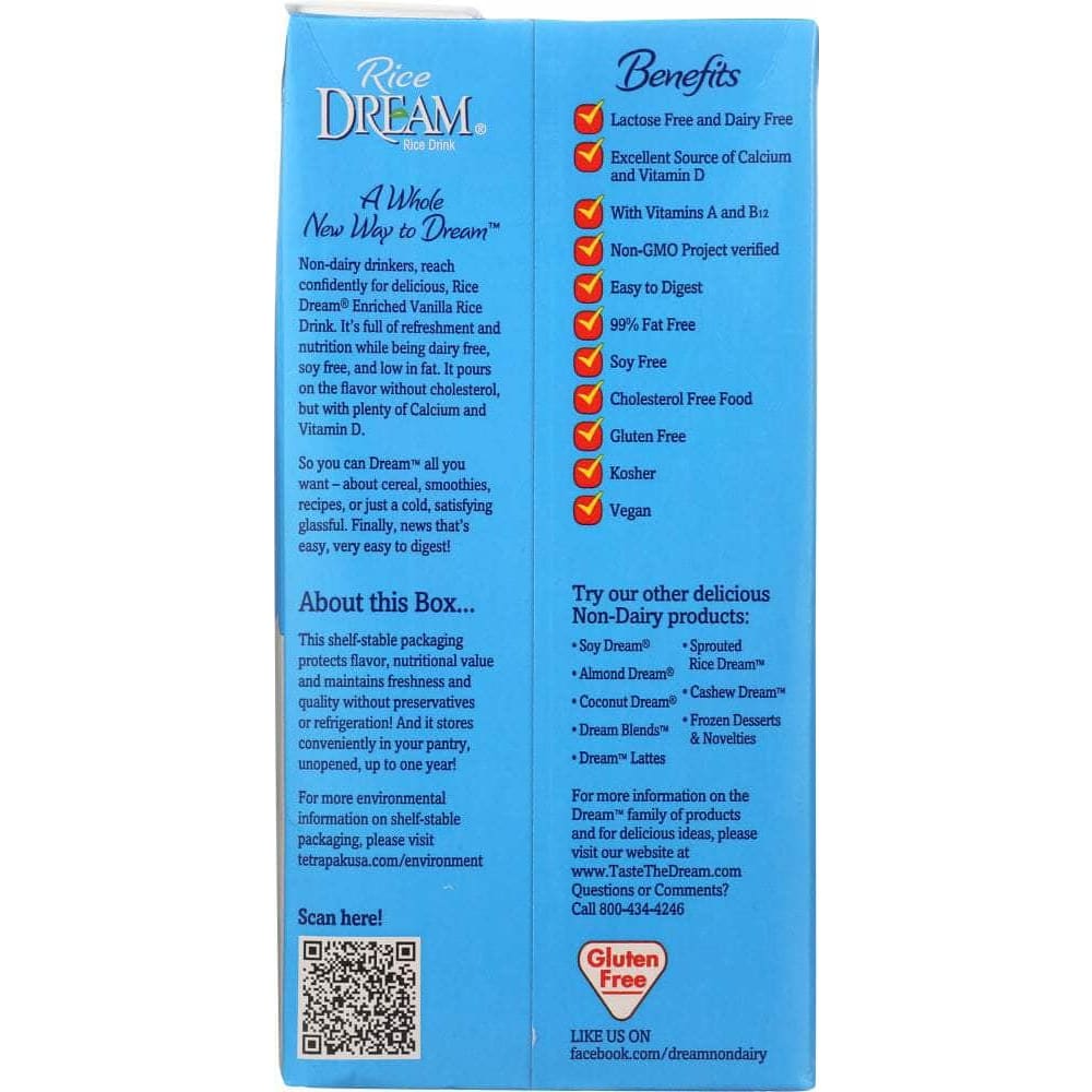 Dream Rice Dream Vanilla Enriched Rice Drink, 64 Oz