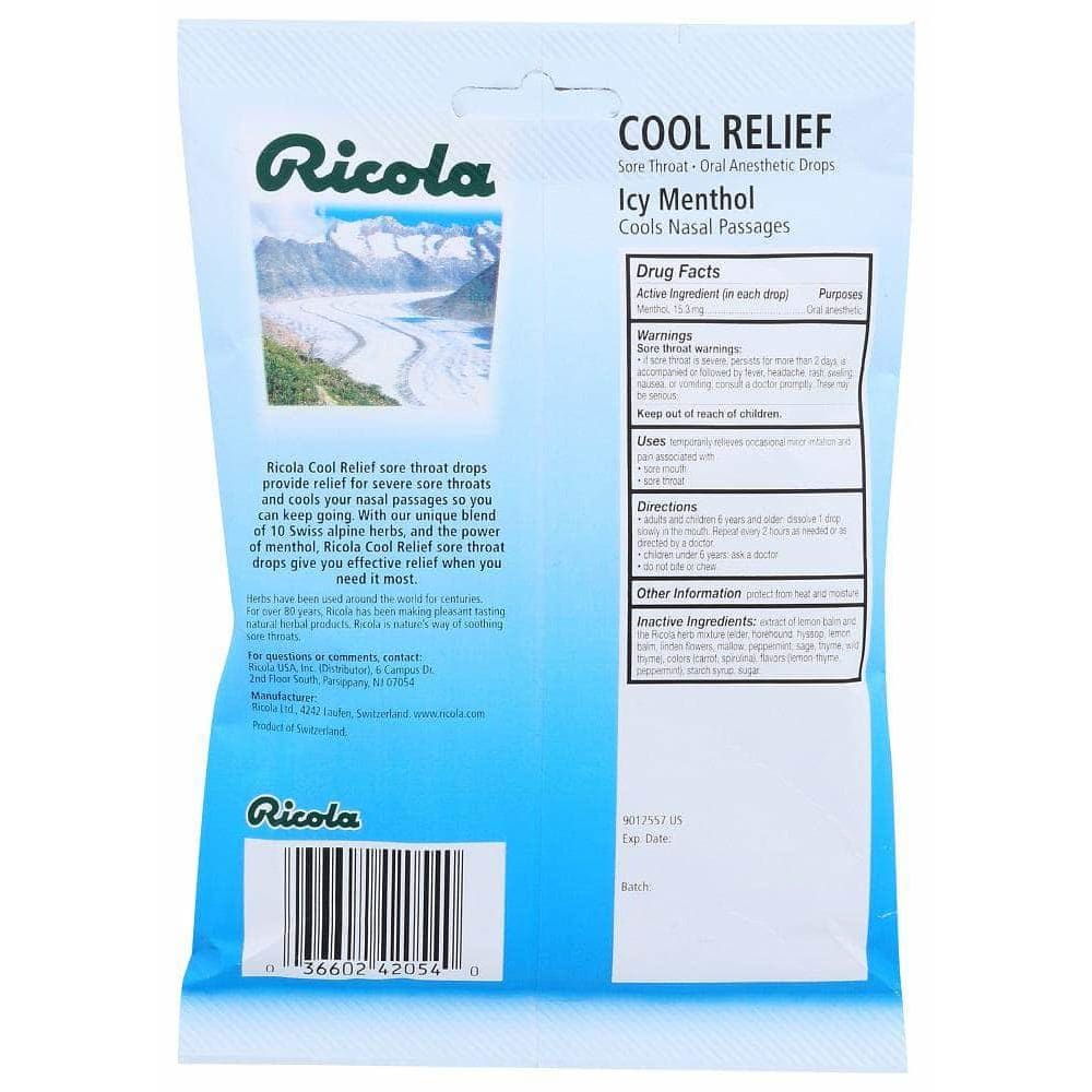 RICOLA Ricola Cool Relief Icy Menthol Drops, 19 Pc