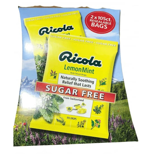 Ricola Herbal Throat Drops Lemon Mint Sugar Free - 210 Drops - ShelHealth.Com