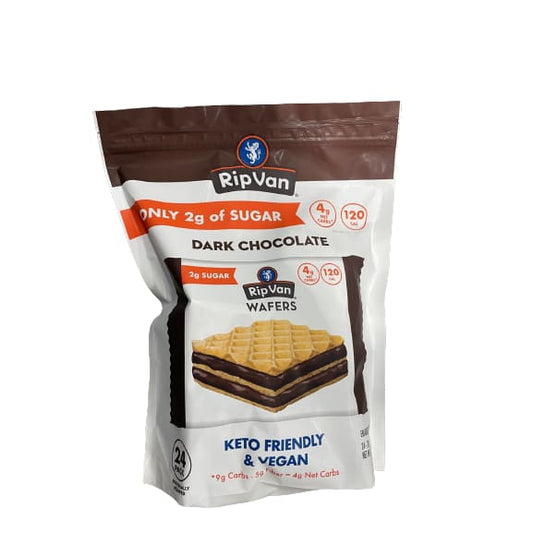 Rip Van Waffels Dark Chocolate Wafers Keto Friendly & Vegan 24 Count (18.72 oz) - Rip Van