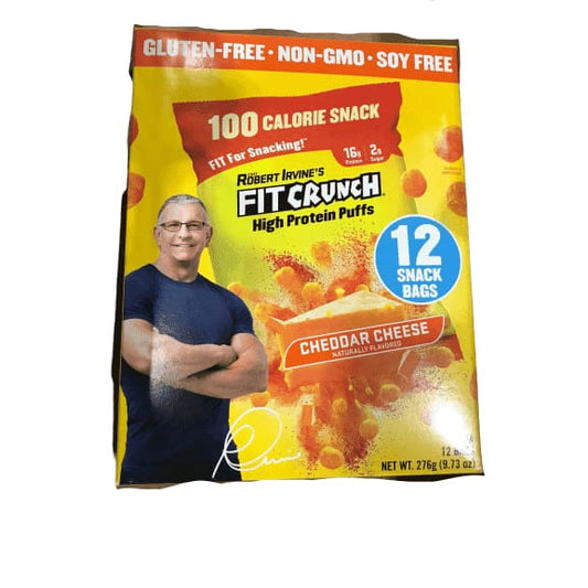Robert Irvine's Fit Crunch High Protein Puffs Cheddar Cheese - 12 Bags - 10 oz. - ShelHealth.Com