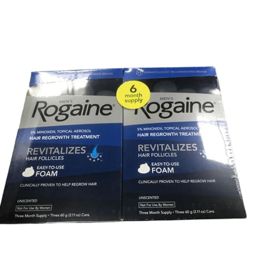 Rogaine for Men Hair Regrowth Treatment, Easy-to-Use Foam, 6 Month Supply (6 Packs- 2.11 oz Cans) - ShelHealth.Com