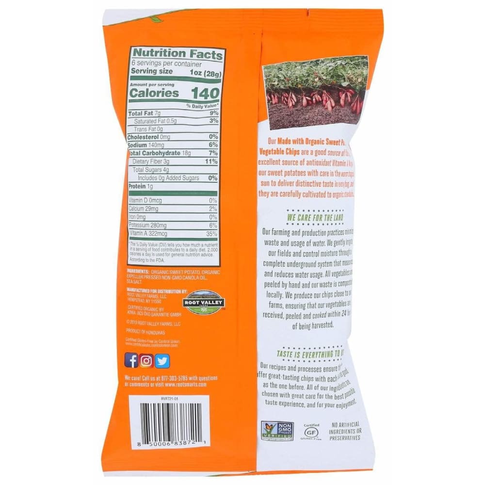 ROOT SMARTS Root Smarts Sweet Potato Chips Organic, 6 Oz