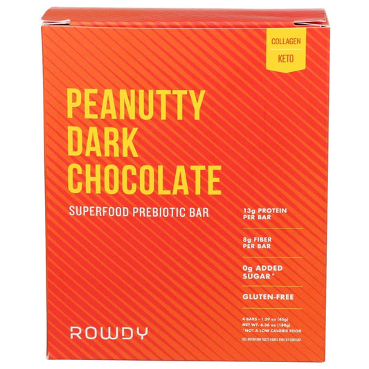 ROWDY BARS: Bar Dark Choco Peanutty 6.4 oz - Grocery > Snacks > Cookies > Bars Granola & Snack - ROWDY BARS