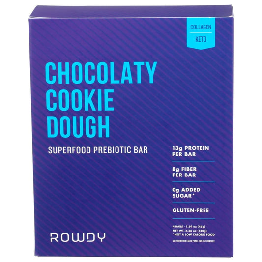 ROWDY BARS: Dough Cookie Choco Keto 6.4 oz - Grocery > Snacks > Cookies > Bars Granola & Snack - ROWDY BARS