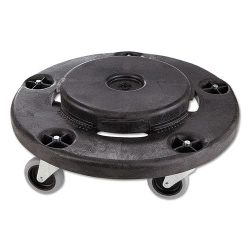 Rubbermaid Commercial Brute Round Twist On/off Dolly 250 Lb Capacity 18 Dia X 6.63h Fits 20 To 55 Gallon Brute Containers Black - Janitorial