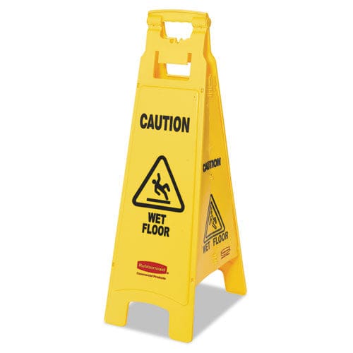 Rubbermaid Commercial Caution Wet Floor Sign 4-sided 12 X 16 X 38 Yellow - Janitorial & Sanitation - Rubbermaid® Commercial