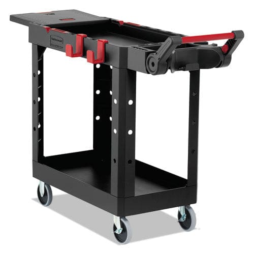 Rubbermaid Commercial Heavy Duty Adaptable Utility Cart Plastic 2 Shelves 500 Lb Capacity 25.2 X 51.5 X 36 Black - Janitorial & Sanitation -