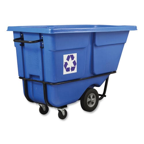 Rubbermaid Commercial Rotomolded Recycling Tilt Truck 1 Cu Yd 1,250 Lb Capacity Plastic/steel Frame Blue - Janitorial & Sanitation -