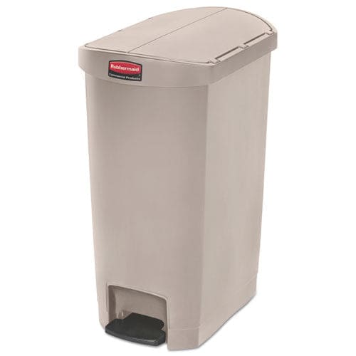 Rubbermaid Commercial Slim Jim Resin Step-on Container End Step Style 13 Gal Polyethylene Beige - Janitorial & Sanitation - Rubbermaid®