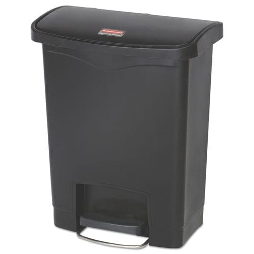 Rubbermaid Commercial Slim Jim Resin Step-on Container Front Step Style 8 Gal Polyethylene Black - Janitorial & Sanitation - Rubbermaid®