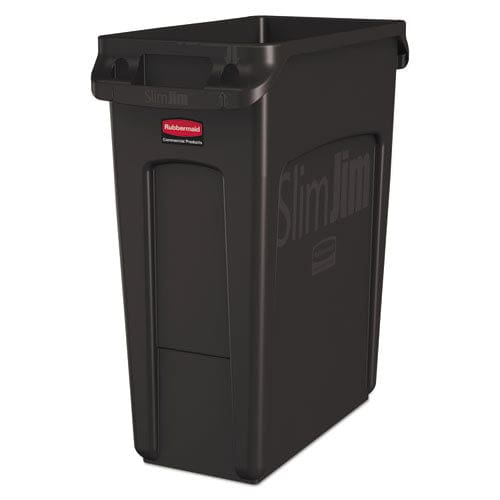 Rubbermaid Commercial Slim Jim With Venting Channels 16 Gal Plastic Black - Janitorial & Sanitation - Rubbermaid® Commercial