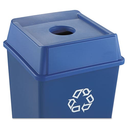 Rubbermaid Commercial Untouchable Bottle And Can Recycling Top Round Opening 20.13w X 20.13d X 6.25h Blue - Janitorial & Sanitation -