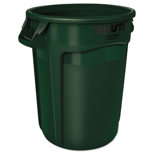 Rubbermaid Commercial Vented Round Brute Container 32 Gal Plastic Dark Green - Janitorial & Sanitation - Rubbermaid® Commercial