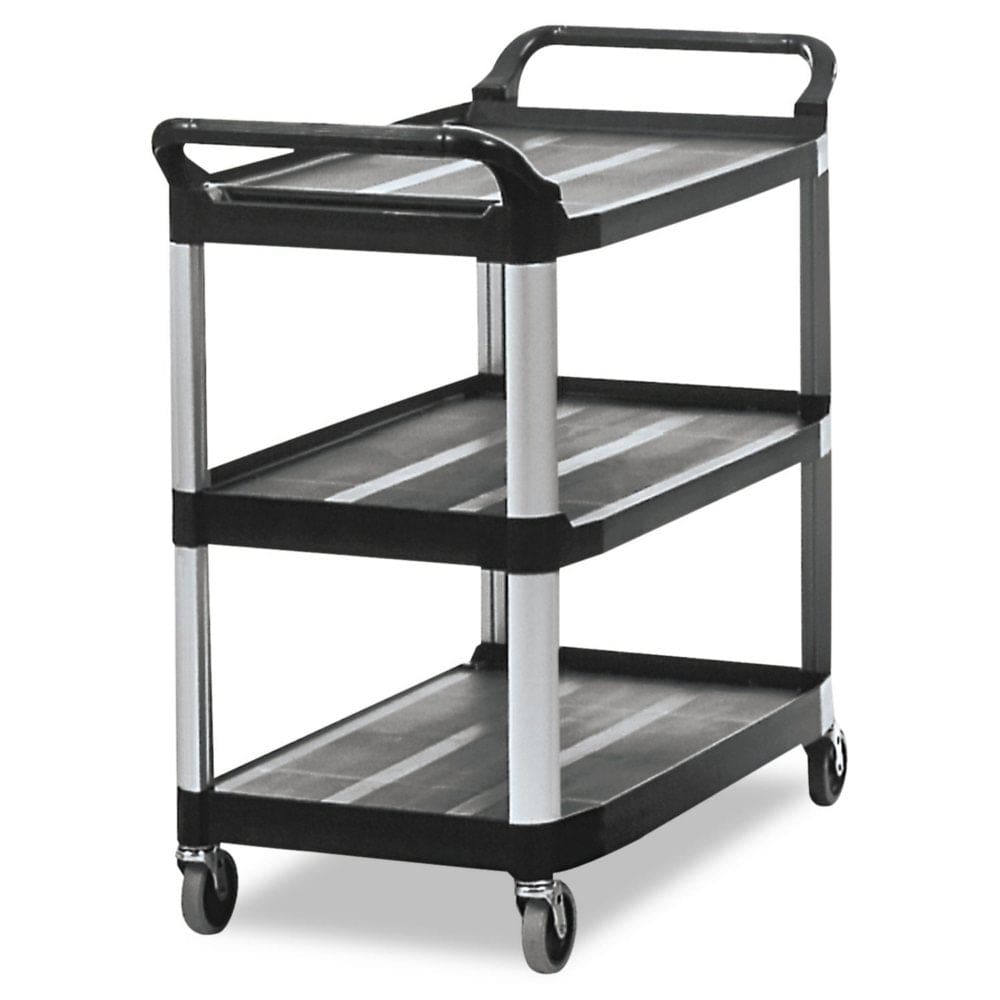 Rubbermaid Commercial Xtra Open Side 3-Shelf Utility Cart - Cleaning Carts & Tools - Rubbermaid