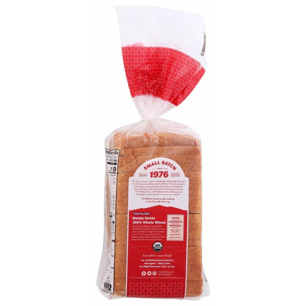 RUDIS Grocery > Frozen RUDIS: Thin Sliced Honey Sweet 100 Percent Whole Wheat Bread, 18 oz