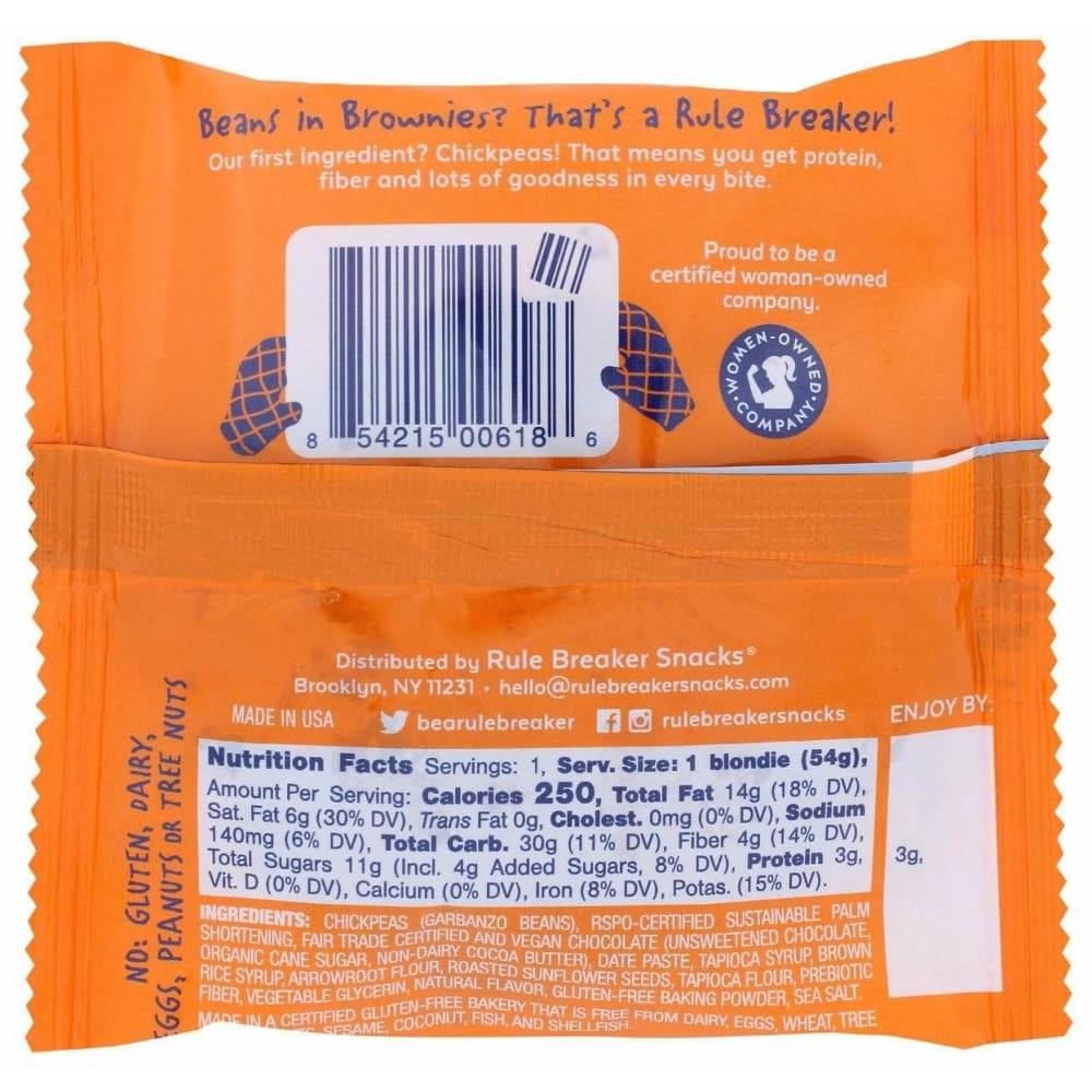 RULE BREAKER SNACKS Rule Breaker Snacks Brownie Pnuttr Choc Chip, 1.9 Oz