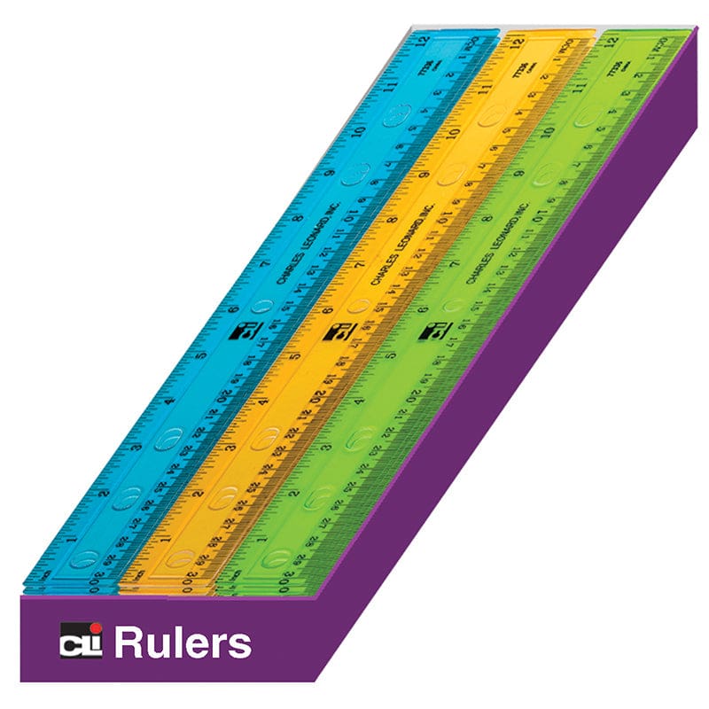 Ruler Plastic 12In Asrtd Colrs 36St (Pack of 2) - Rulers - Charles Leonard