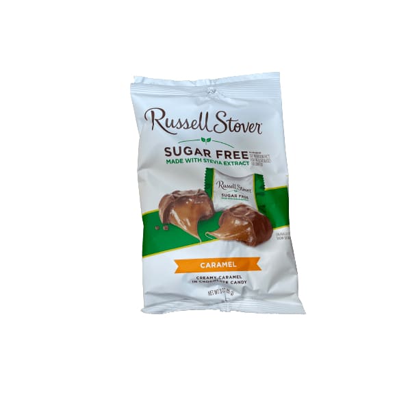 Russell Stover Caramel Russell Stover Sugar Free Milk Chocolate  with Stevia, Multiple Choice Flavor 3 oz. Bag